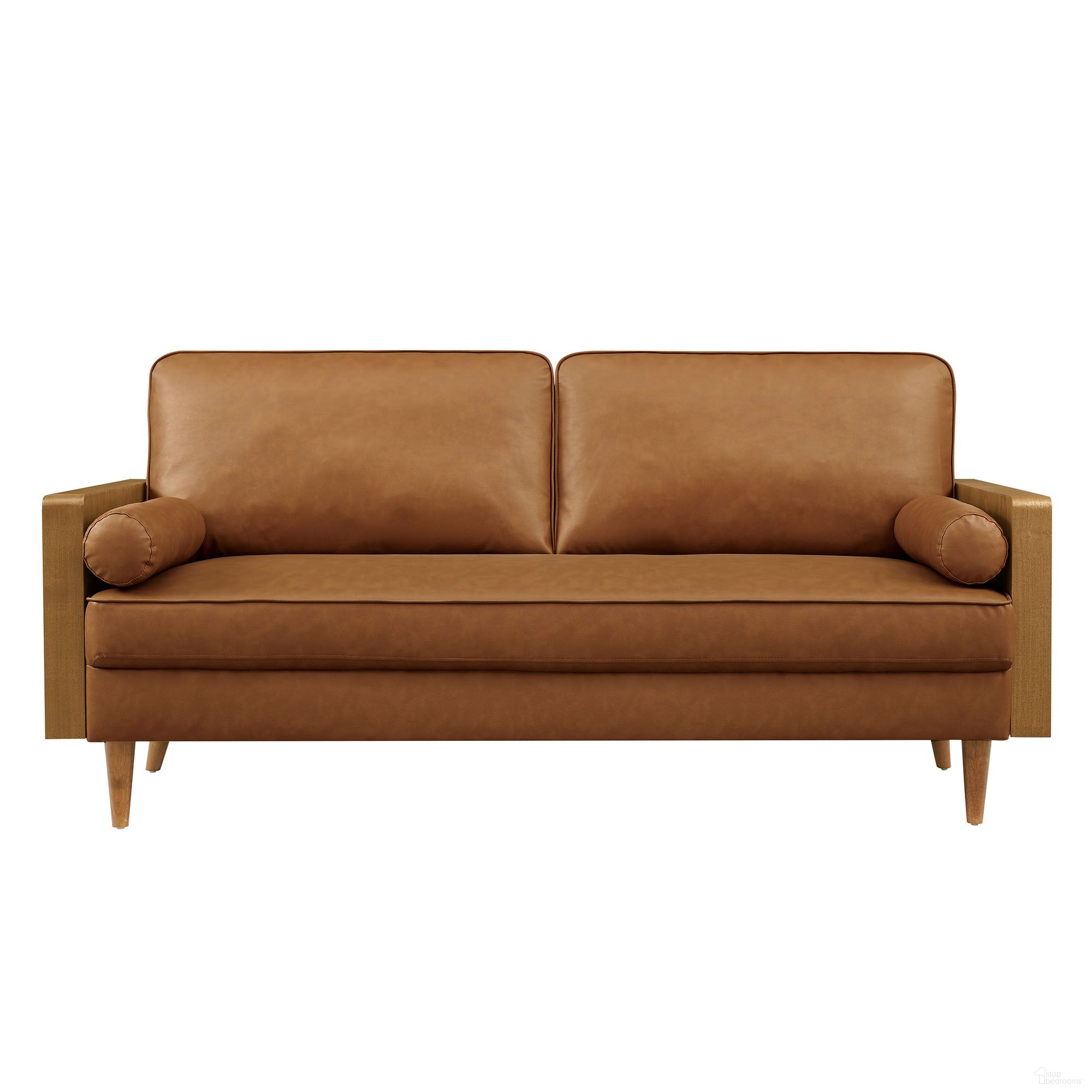 The appearance of Kellan Vegan Leather Sofa In Walnut and Tan designed by Modway in the modern / contemporary interior design. This tan and walnut piece of furniture was selected by 1StopBedrooms from Kellan Collection to add a touch of cosiness and style into your home. Sku: EEI-6942-WAL-TAN. Material: Vegan Leather.