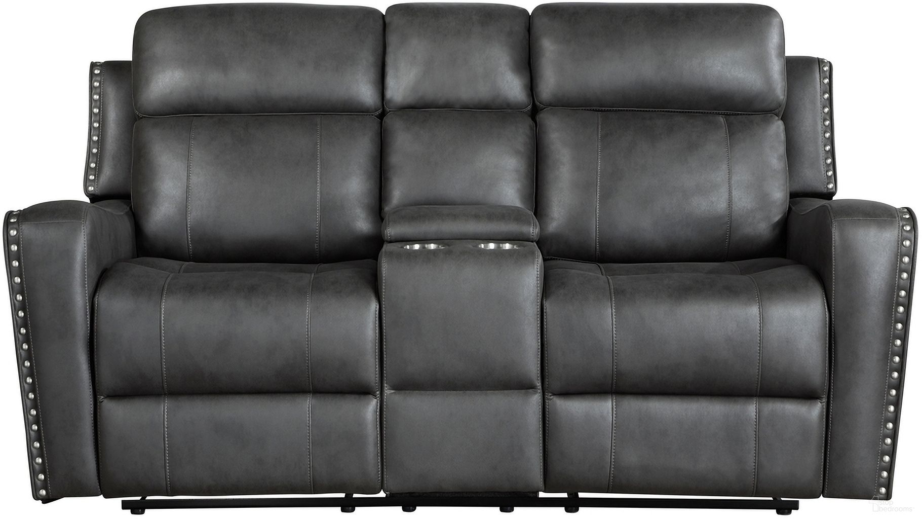 The appearance of Kellen Power Double Reclining Loveseat with Center Console In Gray designed by Homelegance in the modern / contemporary interior design. This gray piece of furniture was selected by 1StopBedrooms from Kellen Collection to add a touch of cosiness and style into your home. Sku: 9515DGY-2PW. Material: Faux Leather.