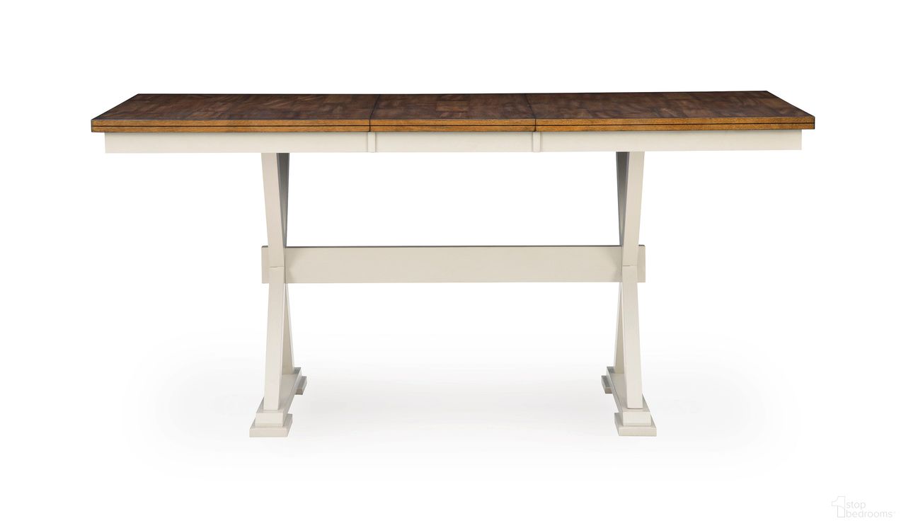 Kellerby Counter Height Dining Extension Table In Antique White and Brown