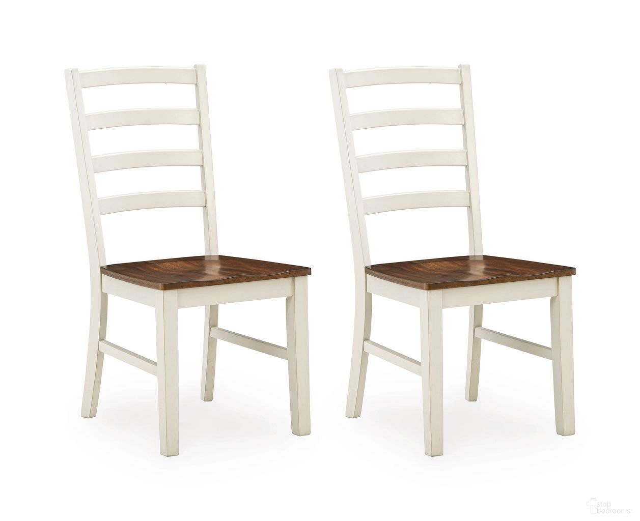 Kellerby Dining Chair Set of 2 In Antique White and Brown