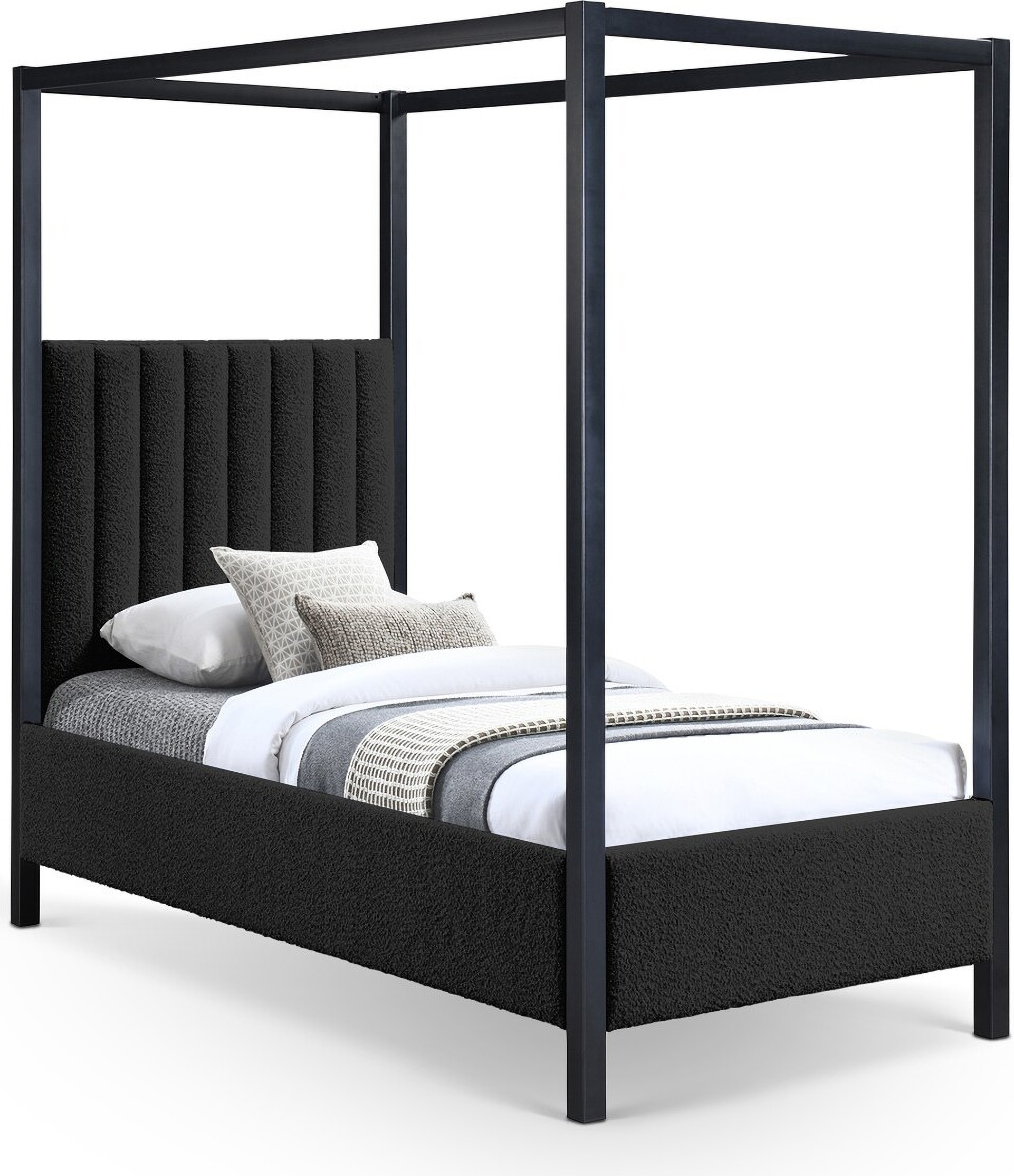 Kelly Boucle Fabric Twin Bed In Black by Meridian | 1StopBedrooms