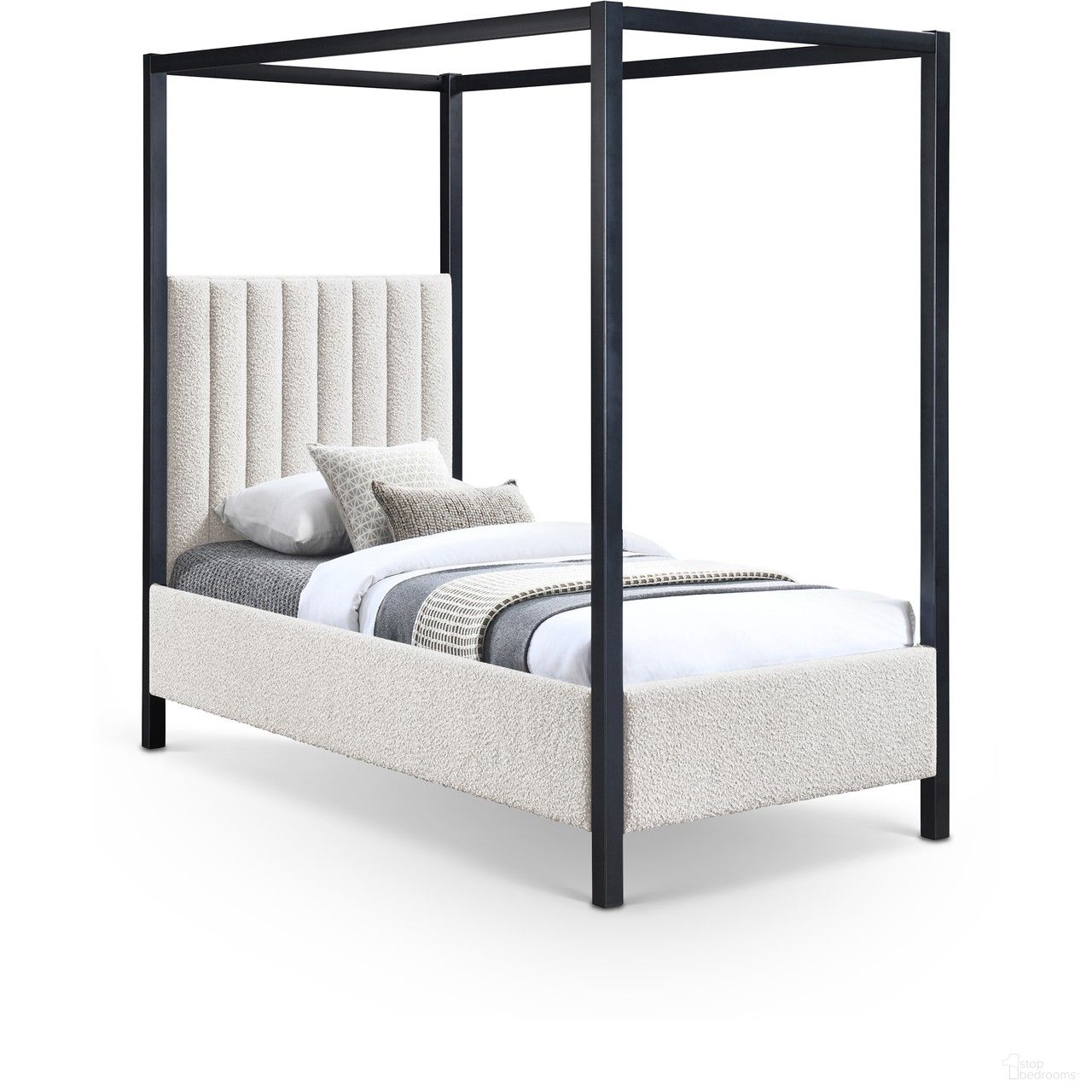 Kelly Boucle Fabric Twin Bed In Cream