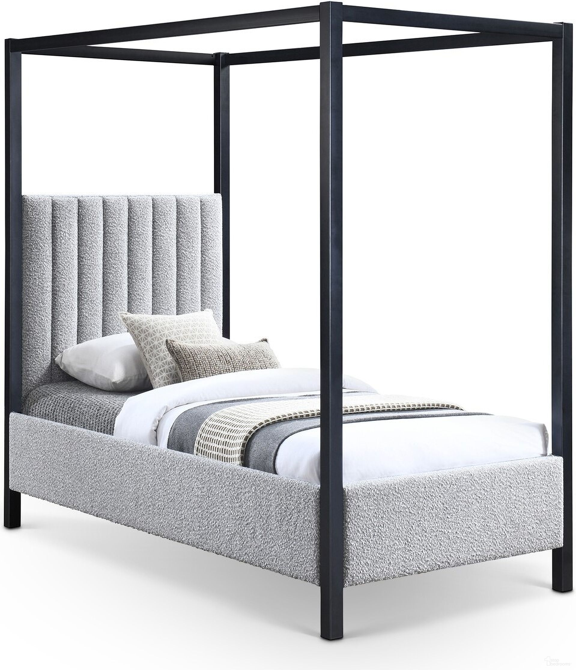 Kelly Boucle Fabric Twin Bed In Grey