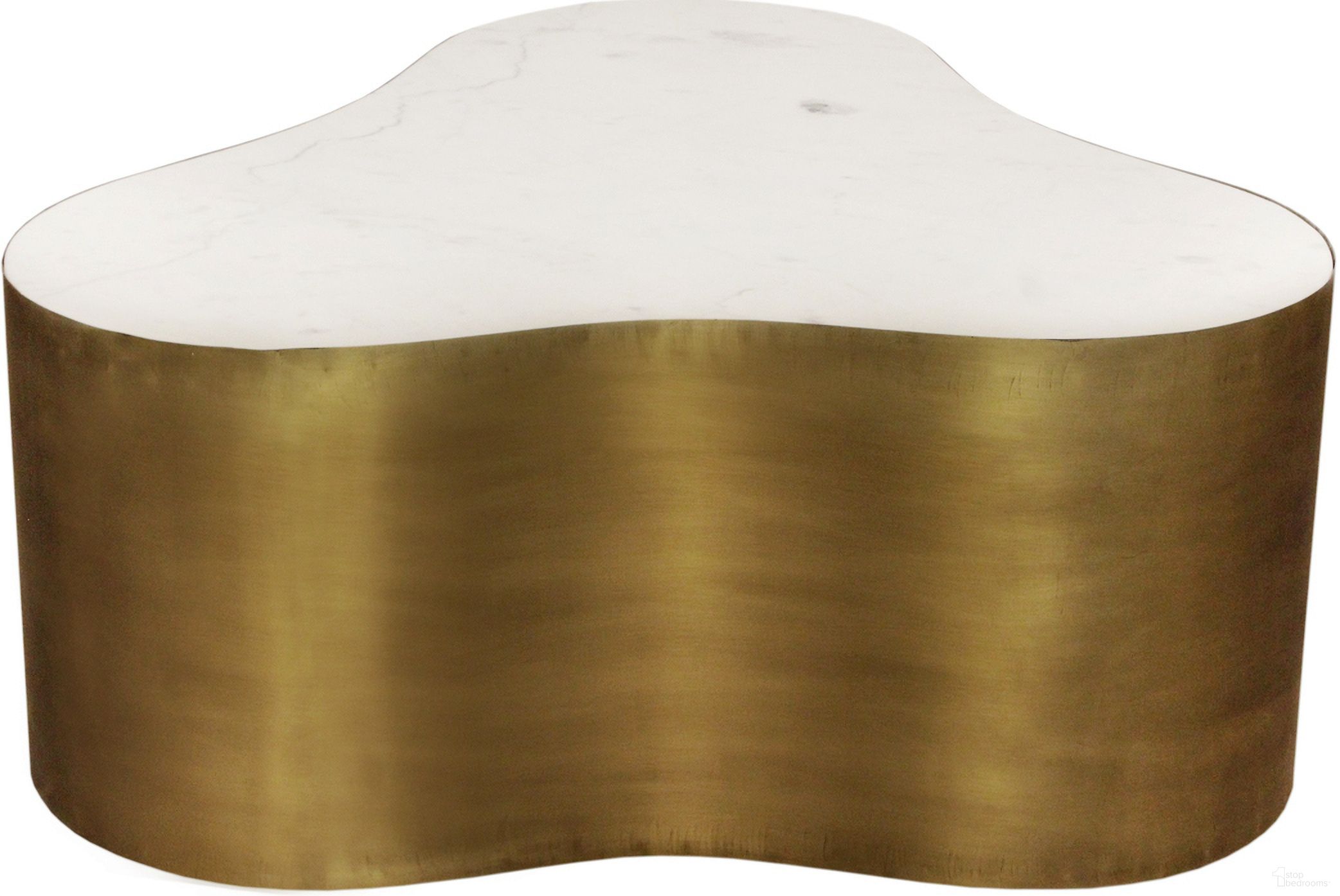 The appearance of Kendall Cocktail Table With Marble Top on Brass Tone Iron Base designed by Moti in the modern / contemporary interior design. This white/brass piece of furniture  was selected by 1StopBedrooms from Orlando Collection to add a touch of cosiness and style into your home. Sku: 82003014A. Material: Iron.
