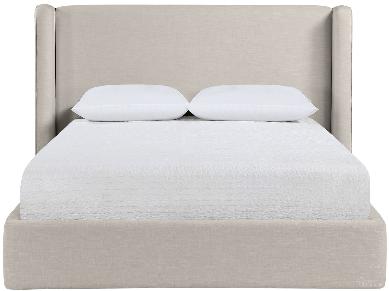 Kendall Linen Textured Fabric Upholstered Full Bed In Beige