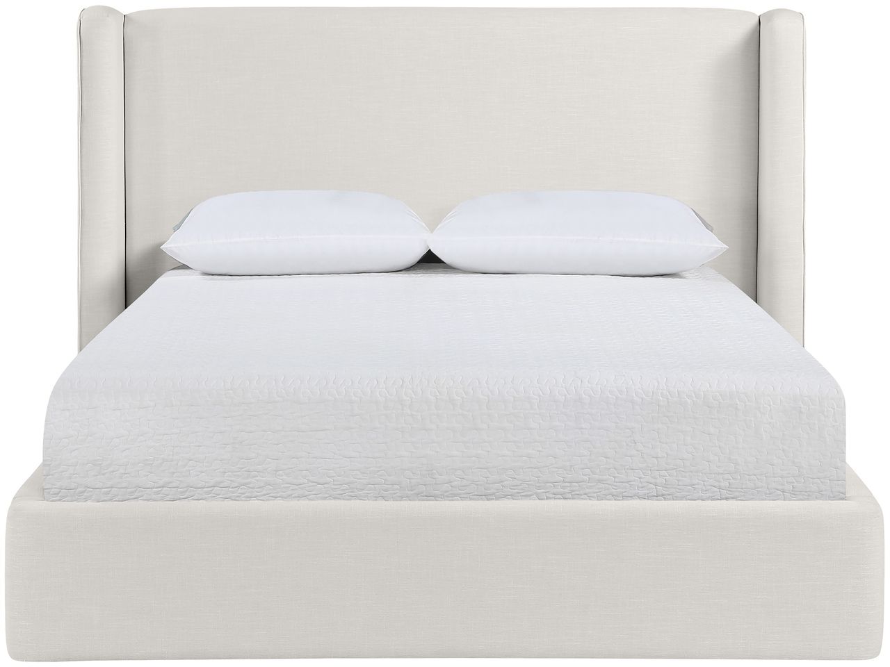 Kendall Linen Textured Fabric Upholstered King Bed In Cream