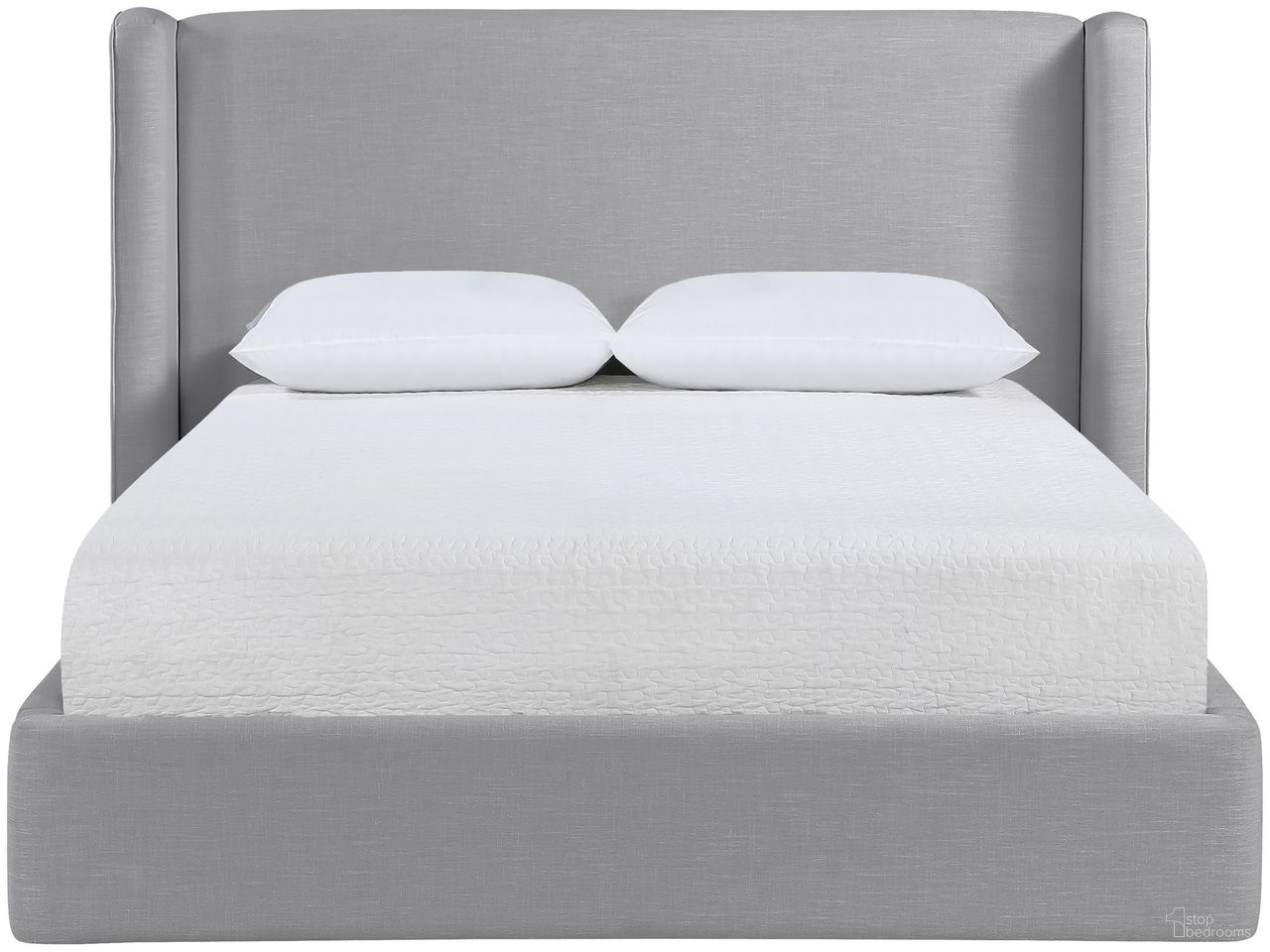 Kendall Linen Textured Fabric Upholstered Queen Bed In Grey
