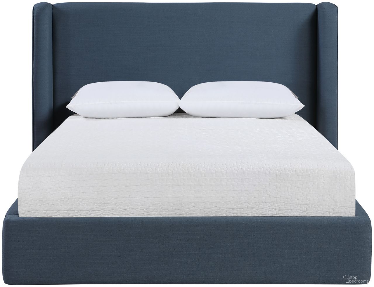 The appearance of Kendall Linen Textured Fabric Upholstered Queen Bed In Navy designed by Meridian in the modern / contemporary interior design. This navy piece of furniture was selected by 1StopBedrooms from Kendall Collection to add a touch of cosiness and style into your home. Sku: B1282Navy-Q Box 1/2 (Headboard);B1282Navy-Q Box 2/2 (Side Rails / Footboard / Panels / Support Legs / Center Rail / Slats). Bed Size: Queen. Material: Linen. Bed Type: Upholstered Bed.