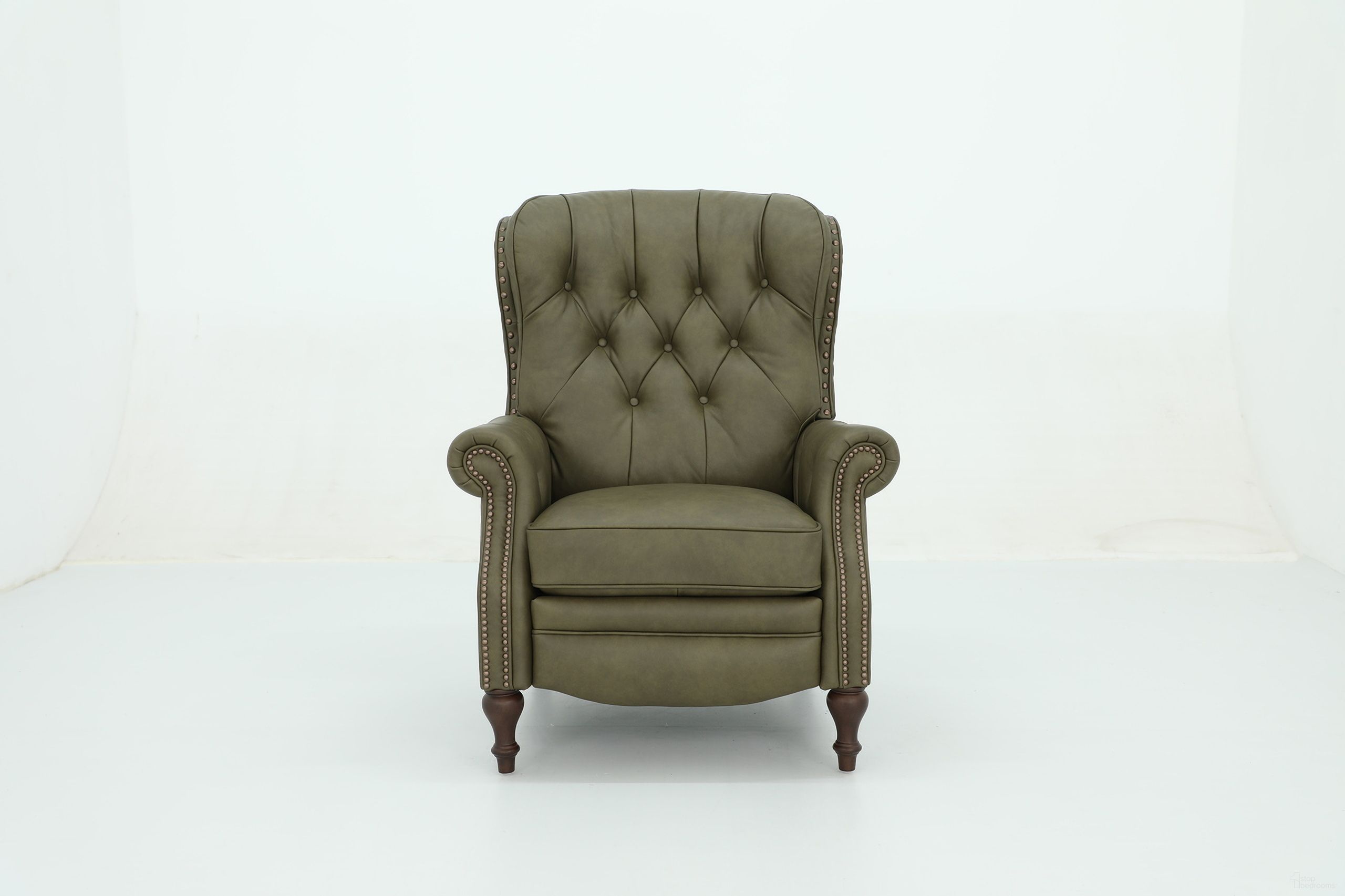 The appearance of Kendall Push Thru The Arms Recliner In Olive designed by BarcaLounger in the traditional interior design. This olive piece of furniture was selected by 1StopBedrooms from Kendall Collection to add a touch of cosiness and style into your home. Sku: 74733531038. Material: Leather.