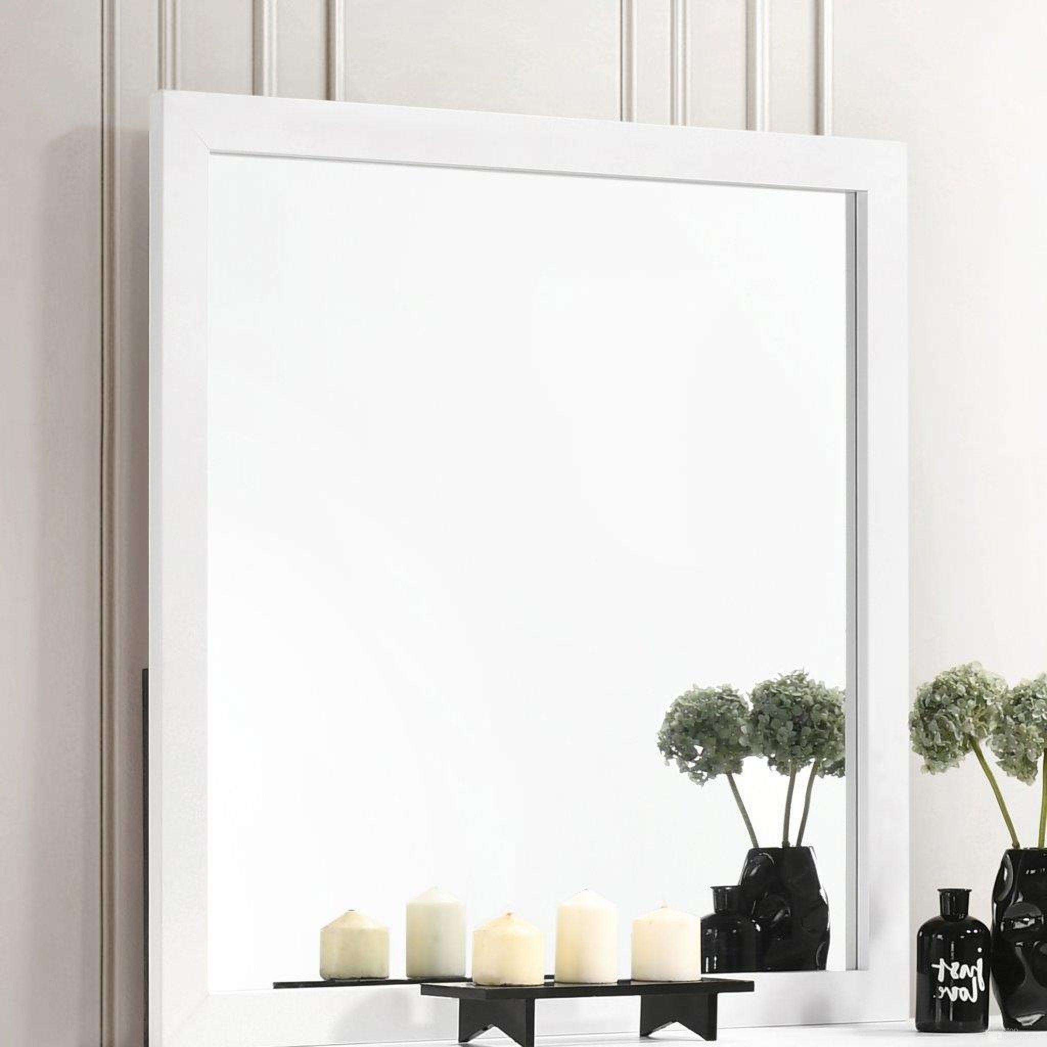 The appearance of Kendall Square Dresser Mirror White designed by Coaster in the glam interior design. This white piece of furniture was selected by 1StopBedrooms from Kendall Collection to add a touch of cosiness and style into your home. Sku: 224404. Material: Wood.