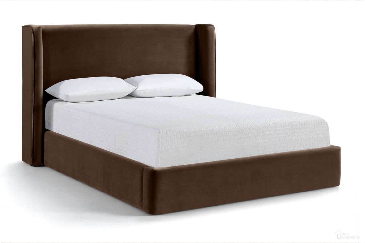 Kendall Velvet Upholstered King Bed In Brown