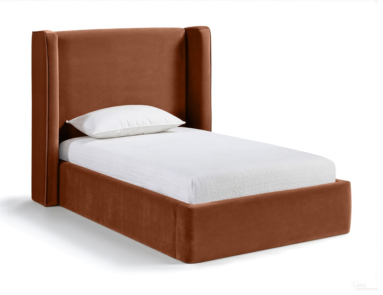 Kendall Velvet Upholstered Twin Bed In Cognac