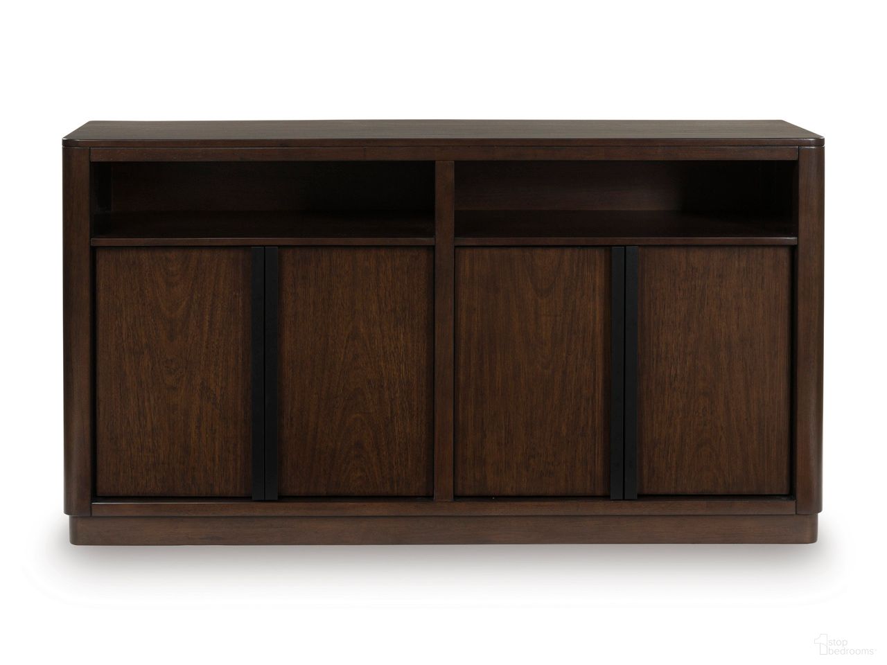 The appearance of Yingden Dining Server In Dark Brown designed by Signature Design by Ashley in the modern / contemporary interior design. This dark brown piece of furniture was selected by 1StopBedrooms from Yingden Collection to add a touch of cosiness and style into your home. Sku: NCD857-60. Material: Wood.