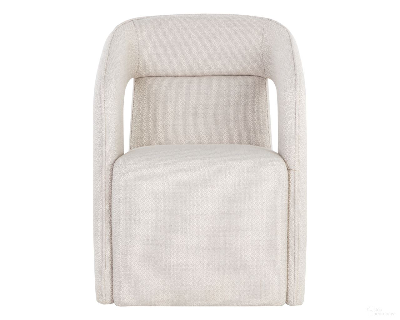 Kendrick Wheeled Dining Armchair In Moto Stucco