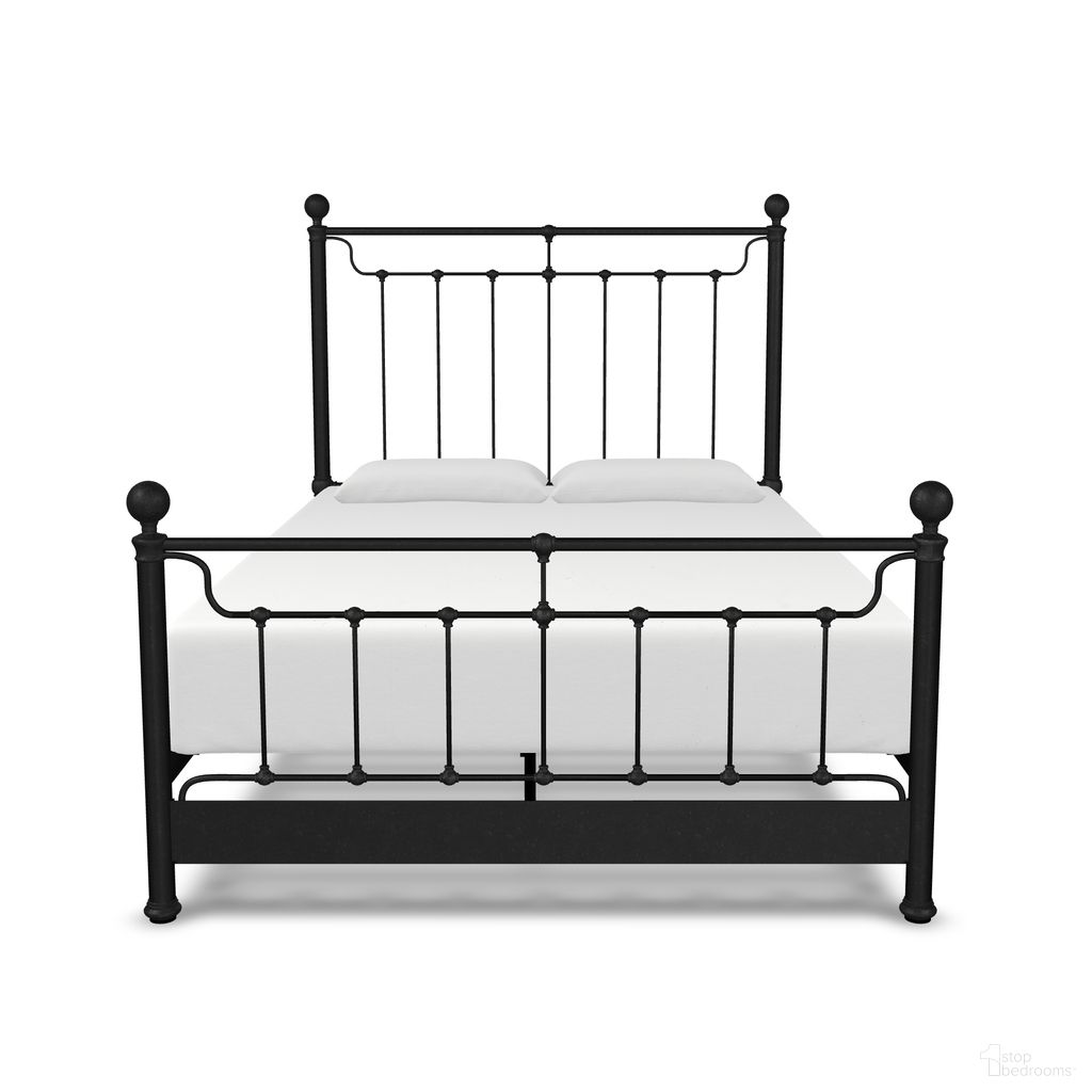Kenna California King Complete Bed with Metal Profile and Platform Wood Slats In Weathered Iron