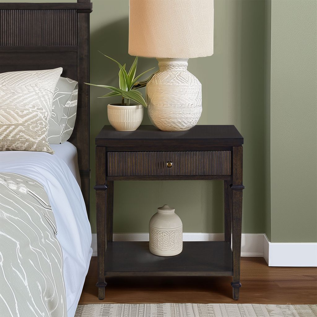 The appearance of Kenna Nightstand In Dark Coffee designed by Olliix in the traditional interior design. This dark coffee piece of furniture  was selected by 1StopBedrooms from Kenna Collection to add a touch of cosiness and style into your home. Sku: MT136-1207. Material: Wood.