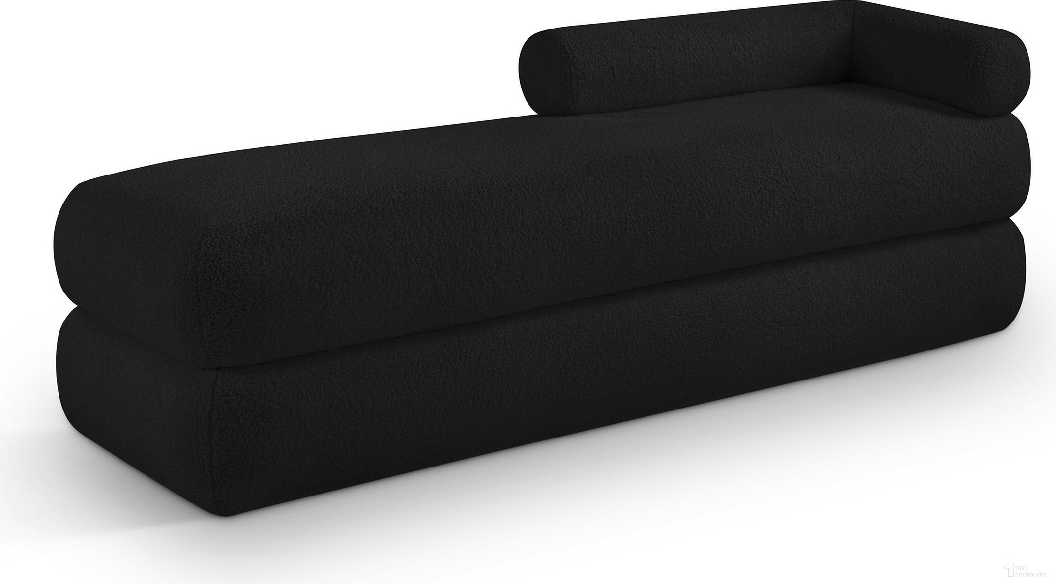 The appearance of Kennedy Faux Shearling Teddy Fabric Bench In Black designed by Meridian in the modern / contemporary interior design. This black piece of furniture  was selected by 1StopBedrooms from Kennedy Collection to add a touch of cosiness and style into your home. Sku: 190Black. Material: Fabric.