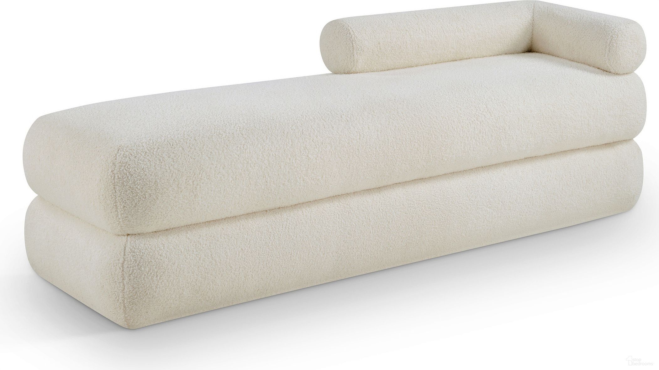 The appearance of Kennedy Faux Shearling Teddy Fabric Bench In Cream designed by Meridian in the modern / contemporary interior design. This cream piece of furniture was selected by 1StopBedrooms from Kennedy Collection to add a touch of cosiness and style into your home. Sku: 190Cream. Material: Fabric.