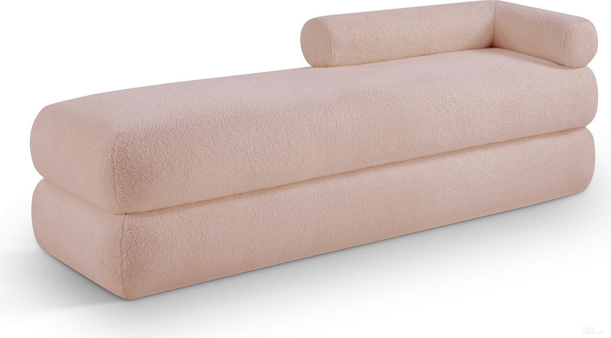 The appearance of Kennedy Faux Shearling Teddy Fabric Bench In Pink designed by Meridian in the modern / contemporary interior design. This pink piece of furniture was selected by 1StopBedrooms from Kennedy Collection to add a touch of cosiness and style into your home. Sku: 190Pink. Material: Fabric.