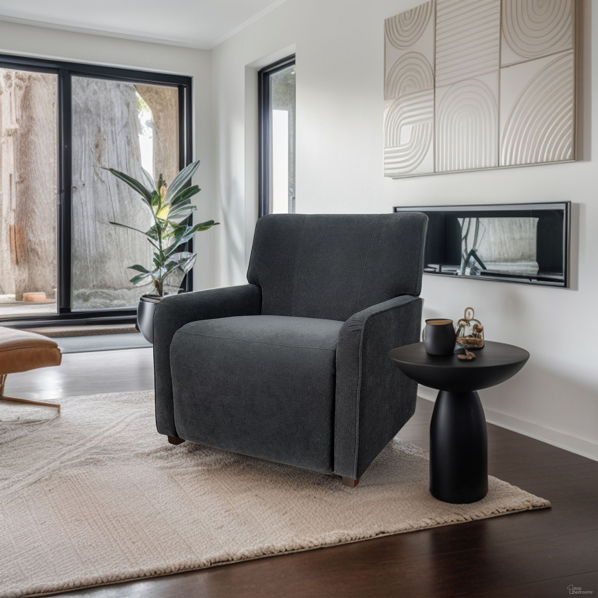 The appearance of Kennedy Recliner In Grey designed by Olliix in the modern / contemporary interior design. This grey piece of furniture was selected by 1StopBedrooms from Kennedy Collection to add a touch of cosiness and style into your home. Sku: CH103-0008. Material: Polyester.