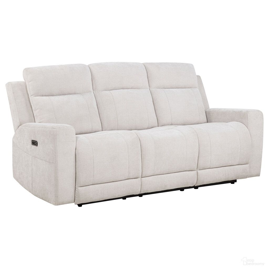 The appearance of Kennett Chenille Upholstered Power Reclining Sofa In Ivory designed by Coaster in the transitional interior design. This ivory piece of furniture  was selected by 1StopBedrooms from Kennett Collection to add a touch of cosiness and style into your home. Sku: 610151P. Material: Fabric.