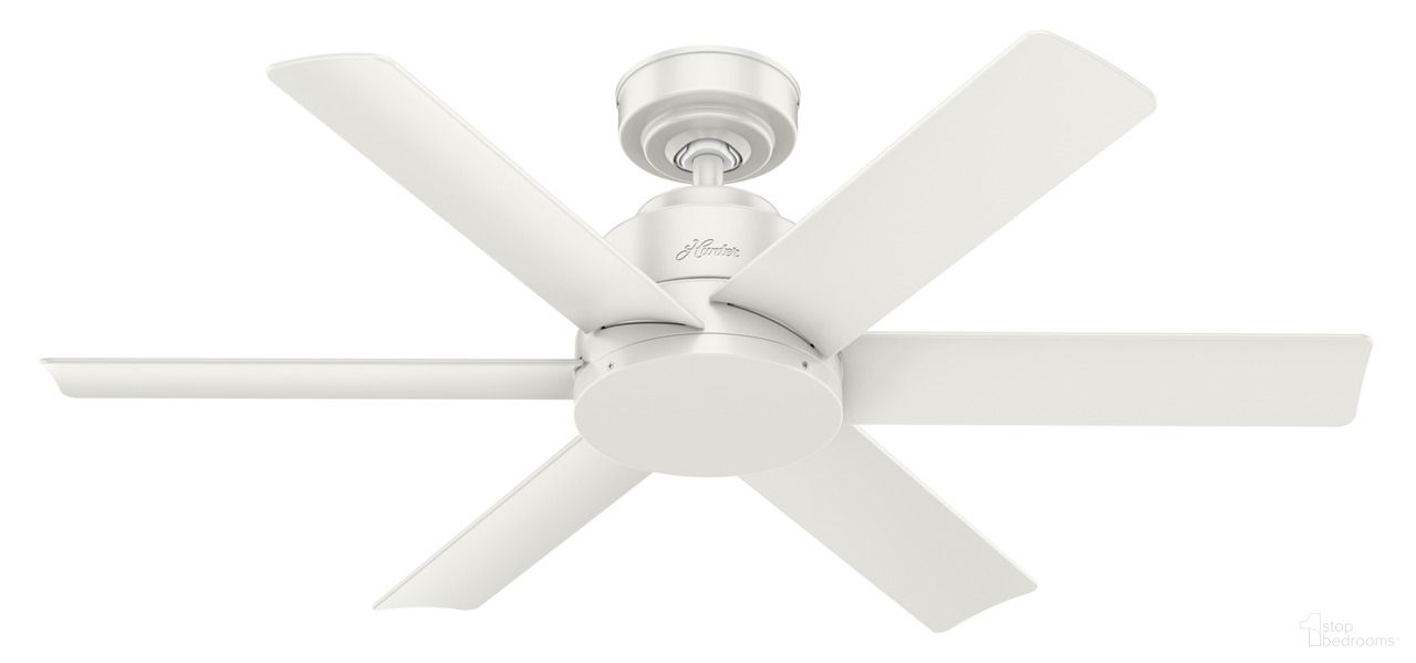 The appearance of Kennicott 44 Inch Damp Rated Ceiling Fan and Wall Control In Fresh White designed by Hunter Fan in the transitional interior design. This fresh white piece of furniture was selected by 1StopBedrooms from Kennicott Collection to add a touch of cosiness and style into your home. Sku: 59614. Material: Plastic.