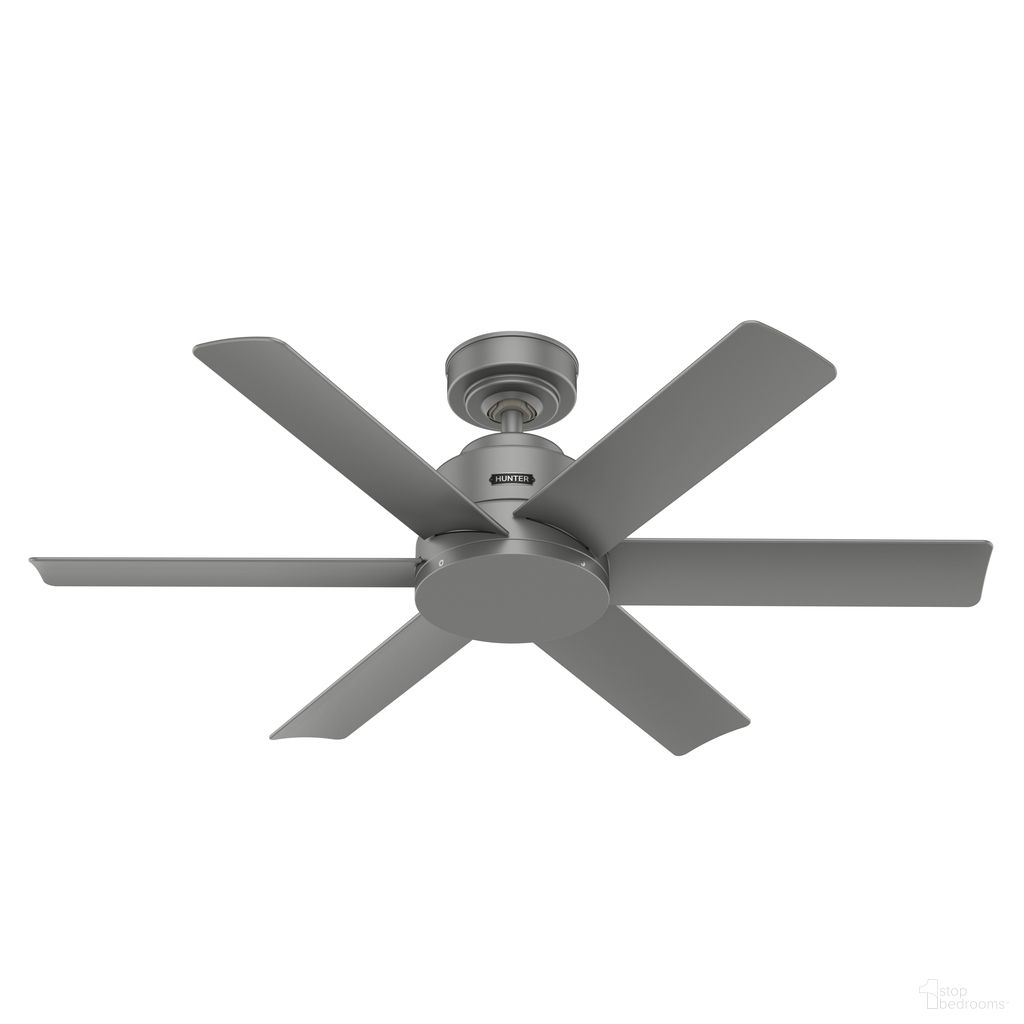 The appearance of Kennicott 44 Inch Damp Rated Ceiling Fan and Wall Control In Matte Silver designed by Hunter Fan in the transitional interior design. This matte silver piece of furniture was selected by 1StopBedrooms from Kennicott Collection to add a touch of cosiness and style into your home. Sku: 51115. Material: Plastic.