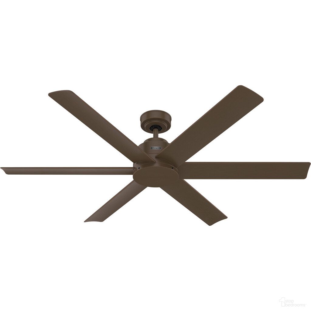 The appearance of Kennicott 60 Inch Energy Star Damp Rated Ceiling Fan and Handheld Remote In Matte Bronze designed by Hunter Fan in the transitional interior design. This matte bronze piece of furniture  was selected by 1StopBedrooms from Kennicott Collection to add a touch of cosiness and style into your home. Sku: 51832. Material: Plastic.
