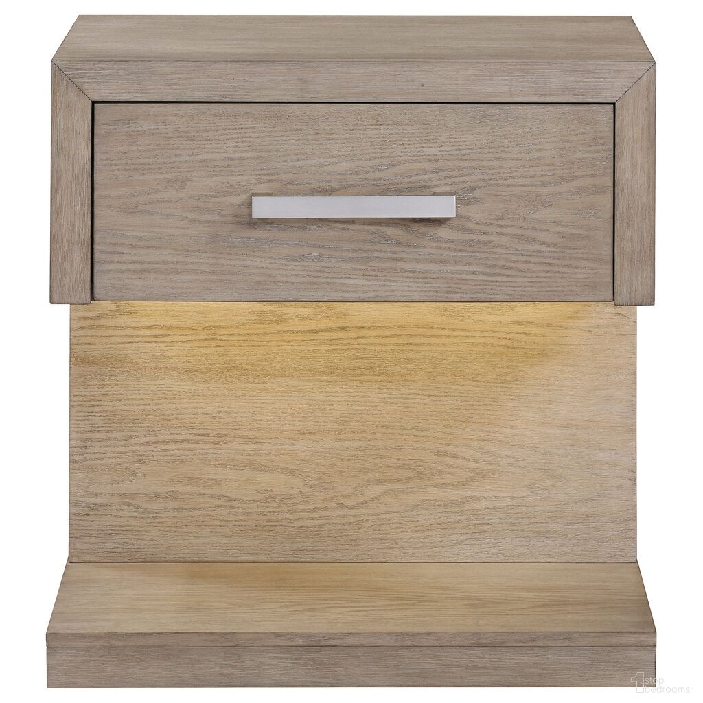 The appearance of Kenora 1-Drawer Nightstand Bedside Table In Barley Brown designed by Coaster in the transitional interior design. This barley brown piece of furniture  was selected by 1StopBedrooms from Kenora Collection to add a touch of cosiness and style into your home. Sku: 224852. Material: MDF.