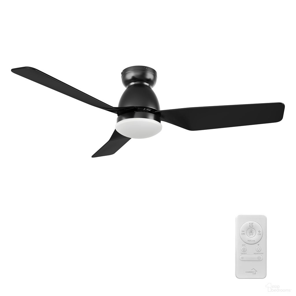 Kensee 44 Inch 3-Blade Flush Mount Smart Ceiling Fan with LED Light and Remote In Black