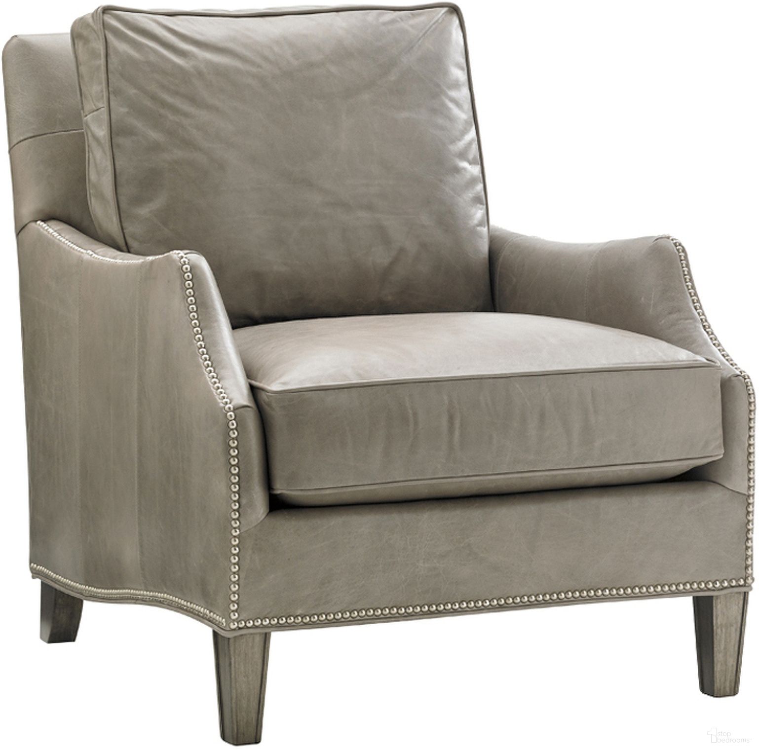 The appearance of Kensington Place Ashton Leather Chair designed by Lexington in the traditional interior design. This gray piece of furniture was selected by 1StopBedrooms from Kensington Place Collection to add a touch of cosiness and style into your home. Sku: LL7118-11-40. Material: Leather.