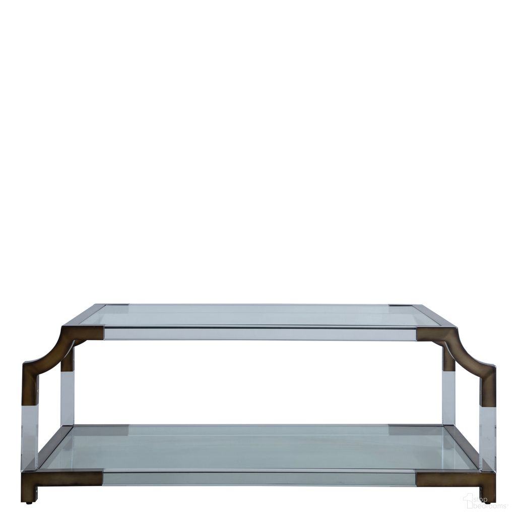 The appearance of Kensley Coffee Table In Tempered Glass and Mountain Brass designed by Gabby in the transitional interior design. This tempered glass/mountain brass piece of furniture was selected by 1StopBedrooms from Kensley Collection to add a touch of cosiness and style into your home. Sku: SCH-167040. Material: Acrylic.