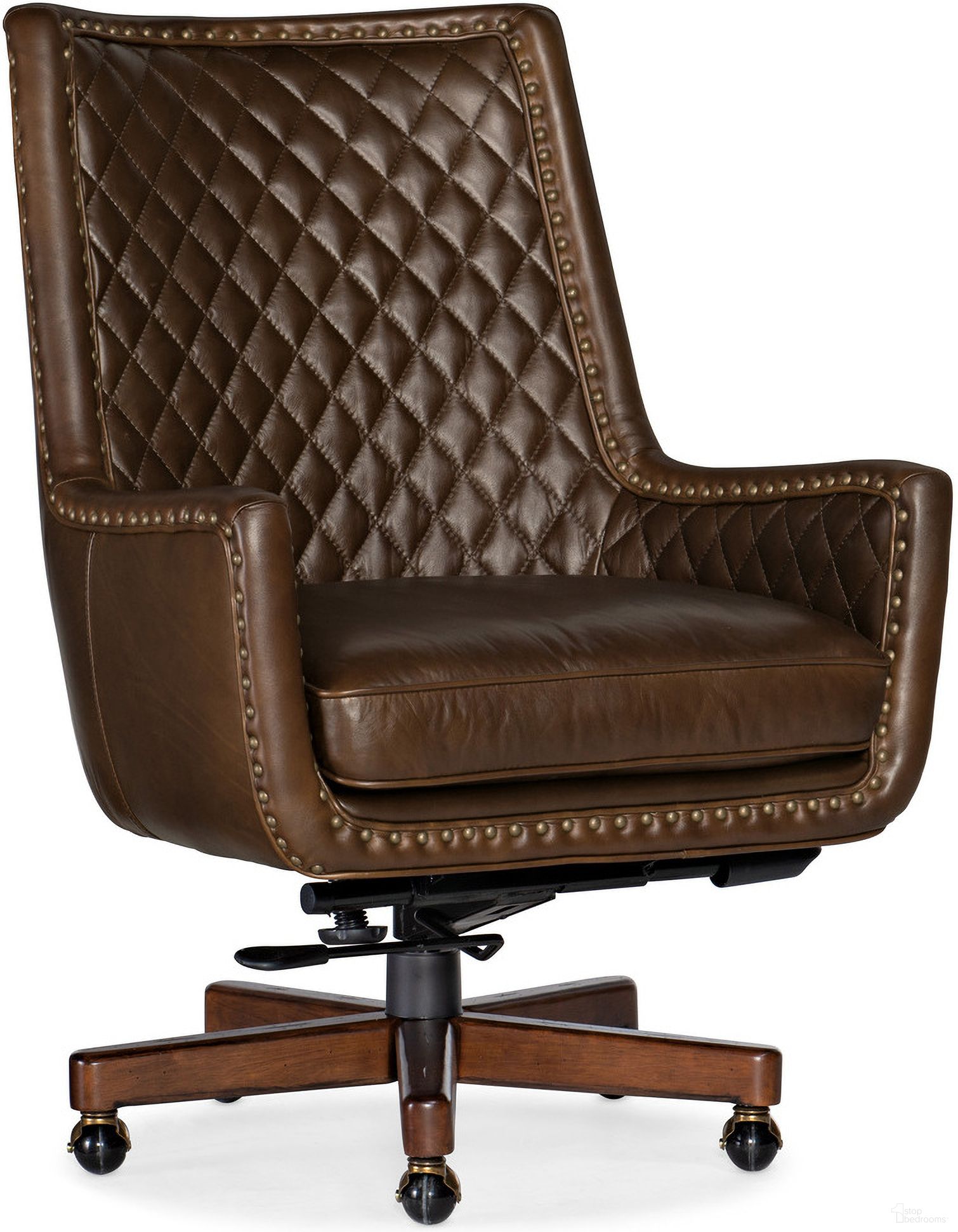 The appearance of Kent Executive Swivel Tilt Chair designed by Hooker in the transitional interior design. This brown piece of furniture  was selected by 1StopBedrooms from EC Collection to add a touch of cosiness and style into your home. Sku: EC206-088. Material: Leather.