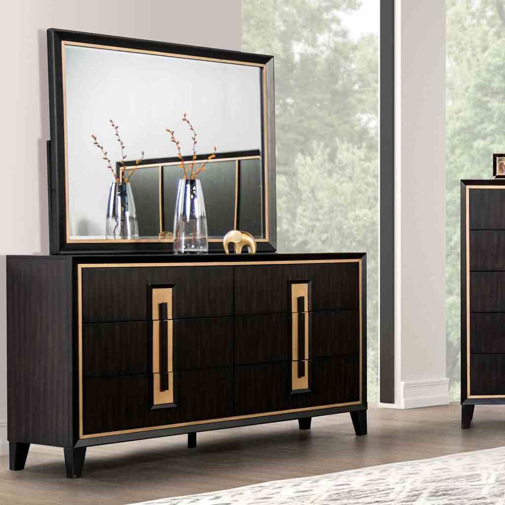 The appearance of Kenyada Dresser In Espresso designed by Furniture of America in the modern / contemporary interior design. This espresso piece of furniture  was selected by 1StopBedrooms from Kenyada Collection to add a touch of cosiness and style into your home. Sku: FM7421ES-D. Material: Solid Wood.