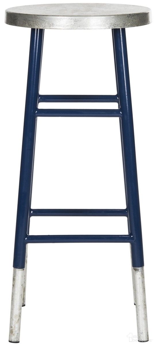 The appearance of Kenzie 30 Inch Silver Dipped Bar Stool in Navy and Silver designed by Safavieh in the modern / contemporary interior design. This navy/silver piece of furniture was selected by 1StopBedrooms from Kenzie Collection to add a touch of cosiness and style into your home. Sku: FOX3212C. Material: Metal.
