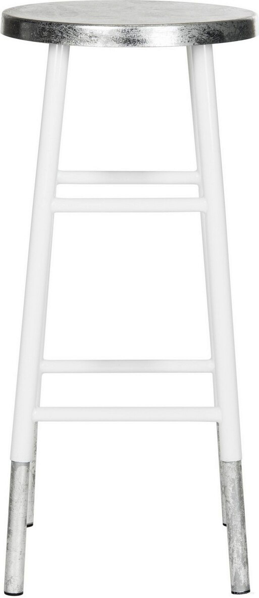 The appearance of Kenzie White 30 Inch Silver Dipped Bar Stool designed by Safavieh in the modern / contemporary interior design. This white and silver piece of furniture was selected by 1StopBedrooms from Kenzie Collection to add a touch of cosiness and style into your home. Sku: FOX3212B. Material: Iron.