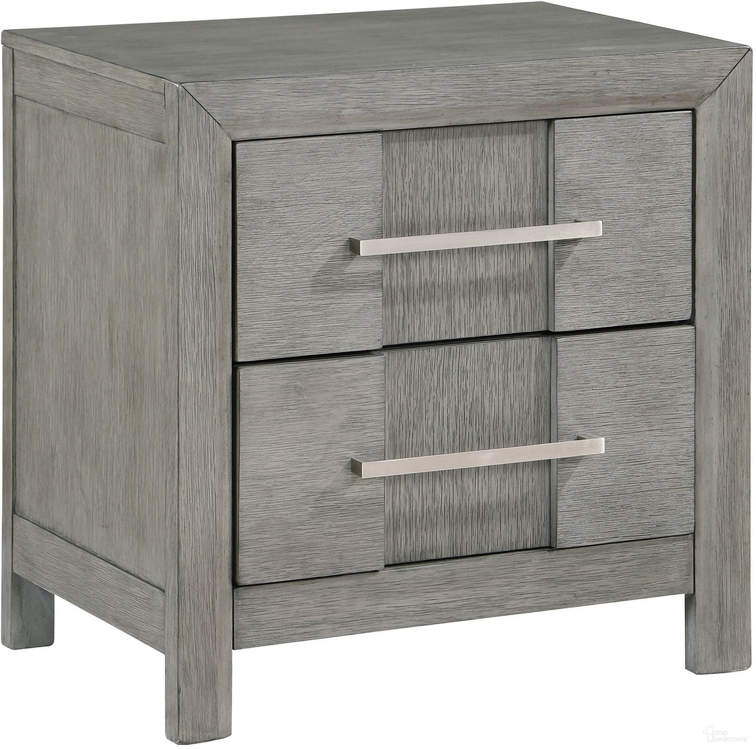 The appearance of Kenzo Nightstand In Gray designed by Galaxy Home Furnishings in the modern / contemporary interior design. This gray piece of furniture was selected by 1StopBedrooms from Kenzo Collection to add a touch of cosiness and style into your home. Sku: 601955550444. Material: Wood.
