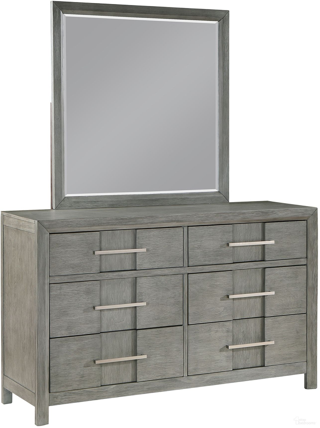 The appearance of Kenzo Square Mirror In Gray designed by Galaxy Home Furnishings in the modern / contemporary interior design. This gray piece of furniture  was selected by 1StopBedrooms from Kenzo Collection to add a touch of cosiness and style into your home. Sku: 601955550475. Material: Wood.