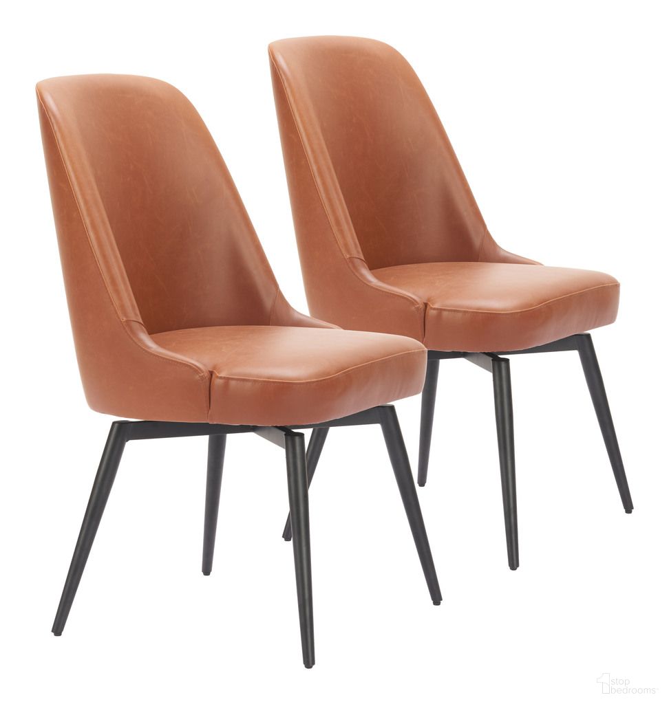 The appearance of Keppel Swivel Dining Chair Set of 2 In Brown designed by Zuo Modern in the modern / contemporary interior design. This brown piece of furniture was selected by 1StopBedrooms from Keppel Collection to add a touch of cosiness and style into your home. Sku: 110842. Material: Polyurethane. Chair Type: Side Chair.