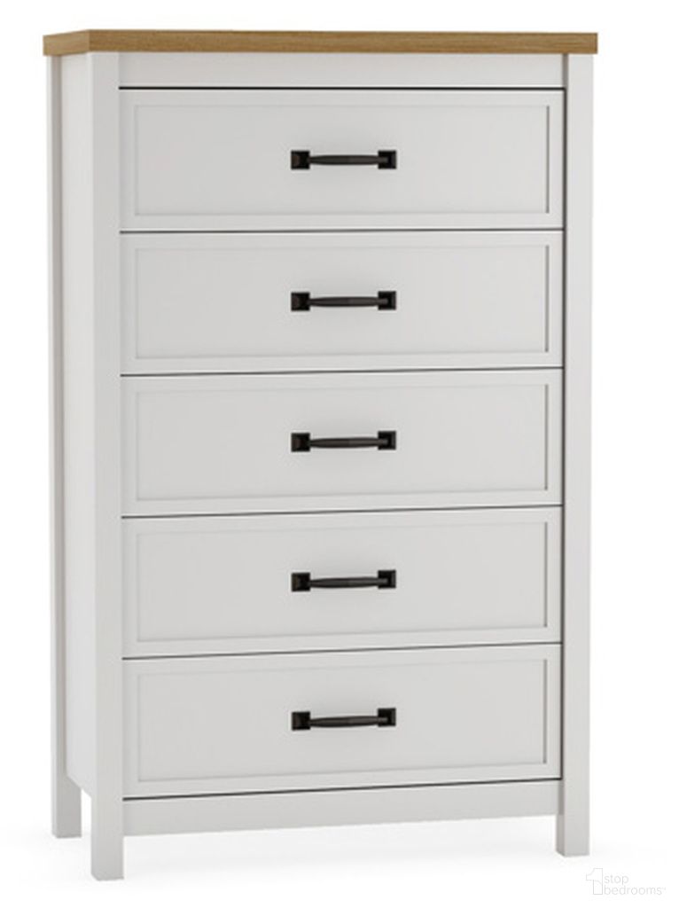 Kerisden Five Drawer Chest In White and Brown