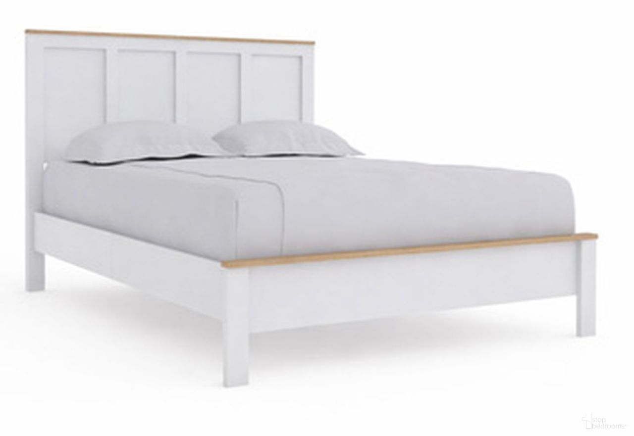 Kerisden Queen Panel Complete Bed Frame In White and Brown