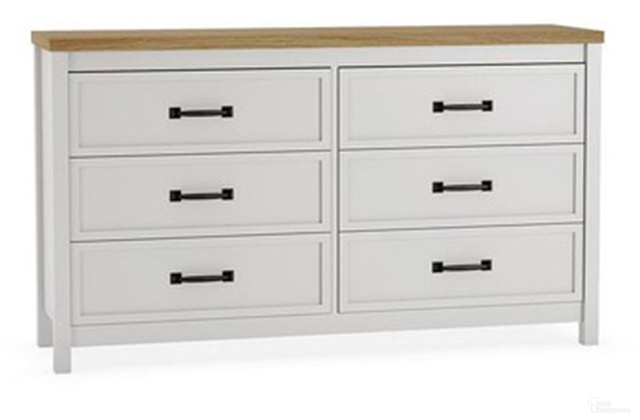 Kerisden Six Drawer Dresser In White and Brown