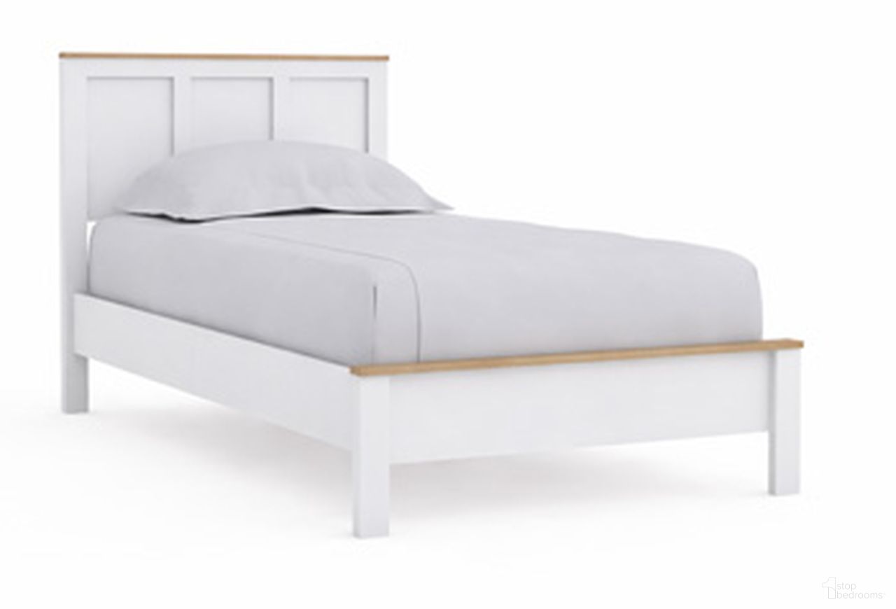 Kerisden Twin Panel Complete Bed Frame In White and Brown
