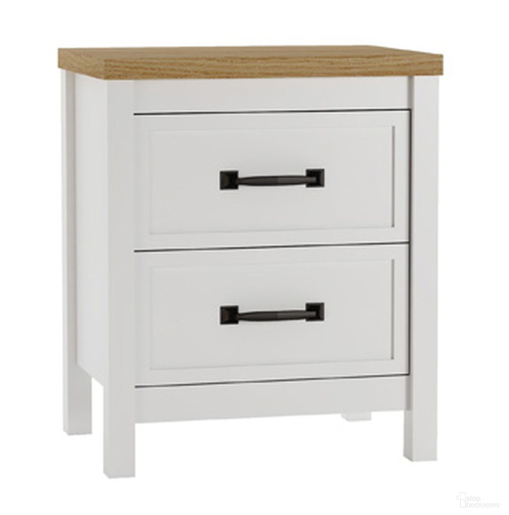 Kerisden Two Drawer NightStand In White and Brown