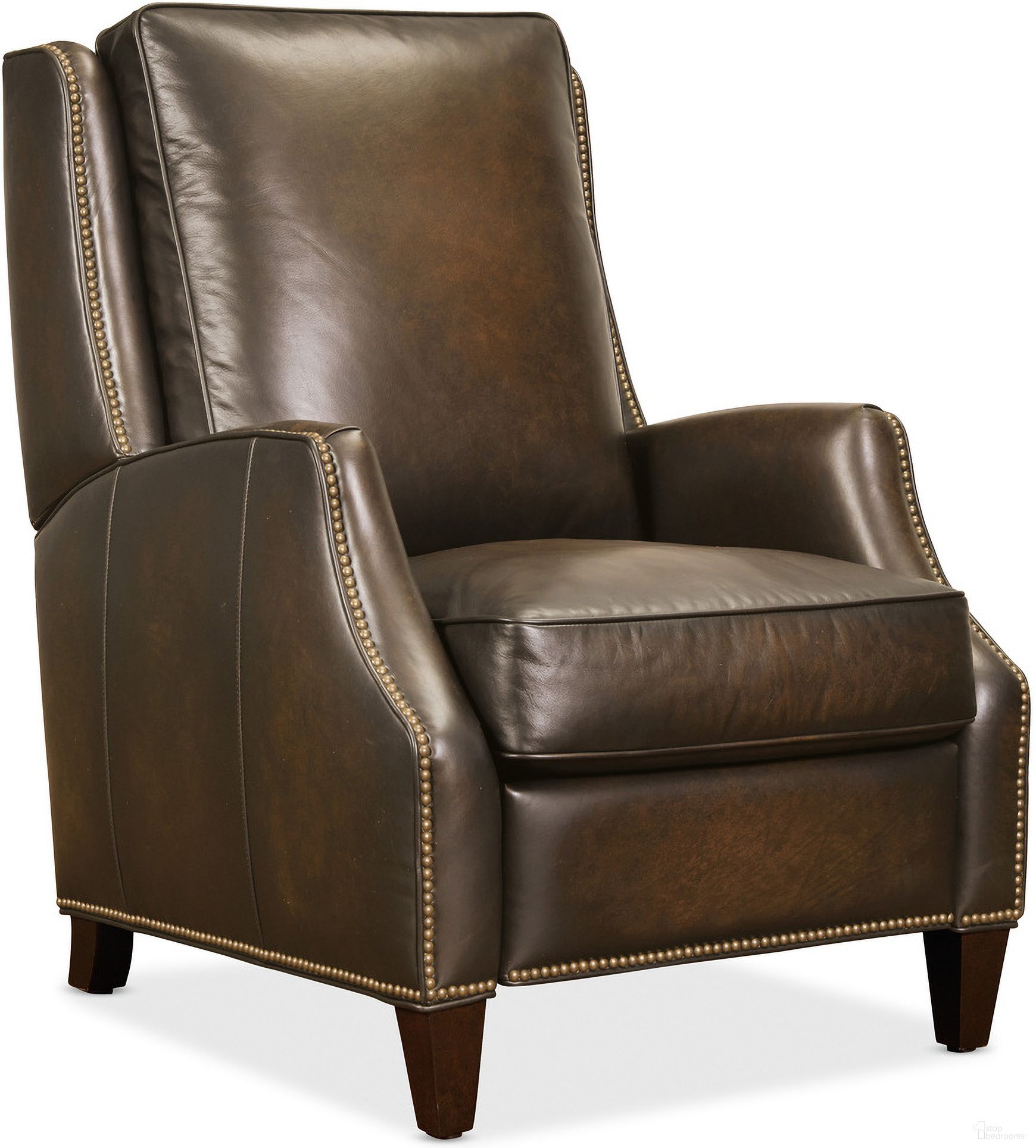 The appearance of Kerley Manual Push Back Recliner In Brown designed by Hooker in the traditional interior design. This brown piece of furniture was selected by 1StopBedrooms from RC Collection to add a touch of cosiness and style into your home. Sku: RC260-PB-086. Material: Leather.