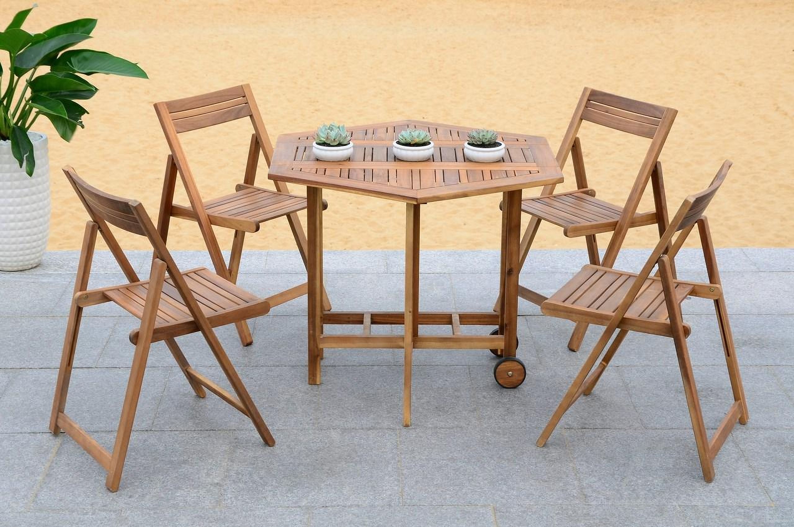 Kerman Teak 4-Piece Dining Set