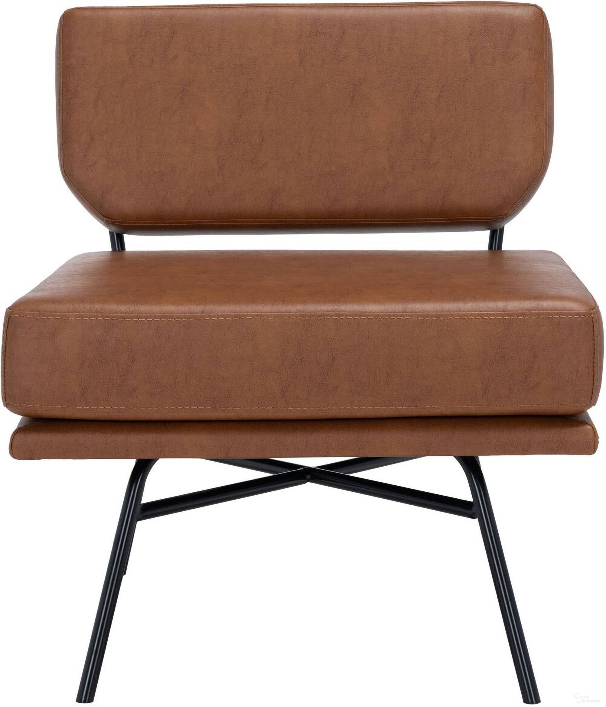 The appearance of Kermit Accent Chair in Cognac designed by Safavieh in the modern / contemporary interior design. This cognac piece of furniture  was selected by 1StopBedrooms from Kermit Collection to add a touch of cosiness and style into your home. Sku: ACH6210D. Material: Wood.