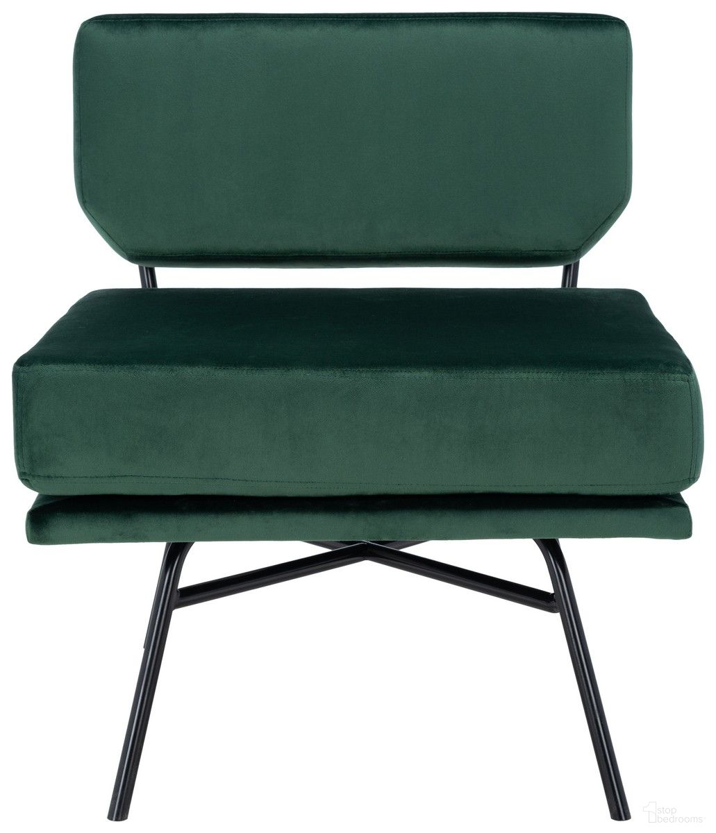 The appearance of Kermit Accent Chair in Green designed by Safavieh in the modern / contemporary interior design. This green piece of furniture  was selected by 1StopBedrooms from Kermit Collection to add a touch of cosiness and style into your home. Sku: ACH6210B. Material: Wood.