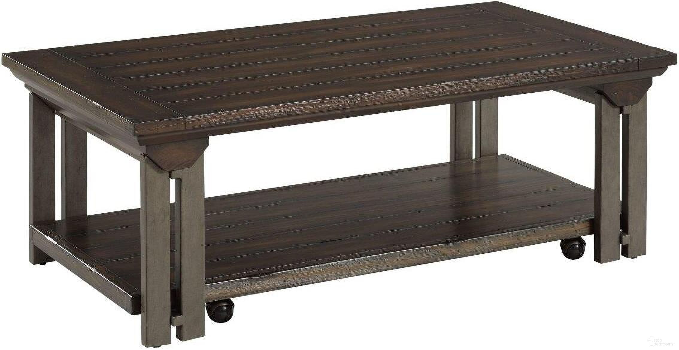 The appearance of Ketchum-Hamilton Rectangular Coffee Table designed by Hammary in the rustic / southwestern interior design. This dark stain piece of furniture  was selected by 1StopBedrooms from Hamilton Collection to add a touch of cosiness and style into your home. Sku: 174-910. Material: Metal.