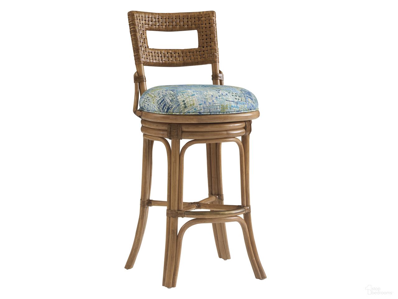 The appearance of Key Biscayne Bay Harbour Bar Stool In Sunwashed designed by Tommy Bahama in the coastal interior design. This sunwashed piece of furniture  was selected by 1StopBedrooms from Key Biscayne Collection to add a touch of cosiness and style into your home. Sku: 579-896-40. Material: Veneer.